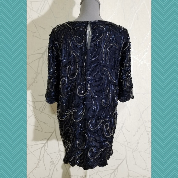 Michel Antoni Floral Sequined Beaded Silk Tunic - Picture 4 of 6